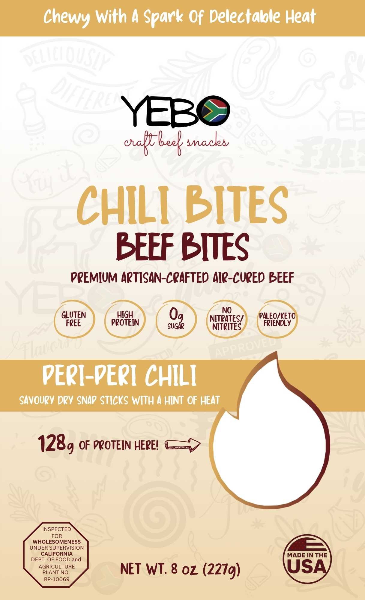 A yellow bag of South African Chili Bites