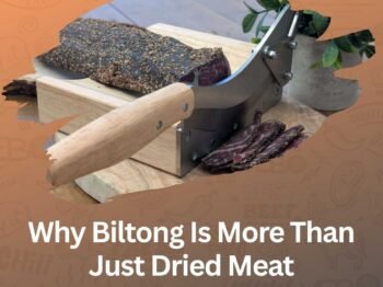 Biltong sliced with a Biltong cutter