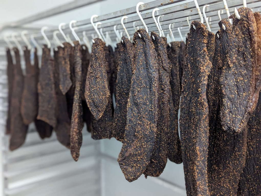 Traditional air-drying process for south african biltong.