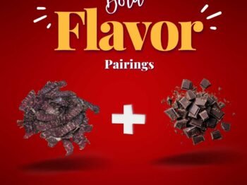 A poster of Bold Flavor Pairings. Bilton & Dark Chocolate