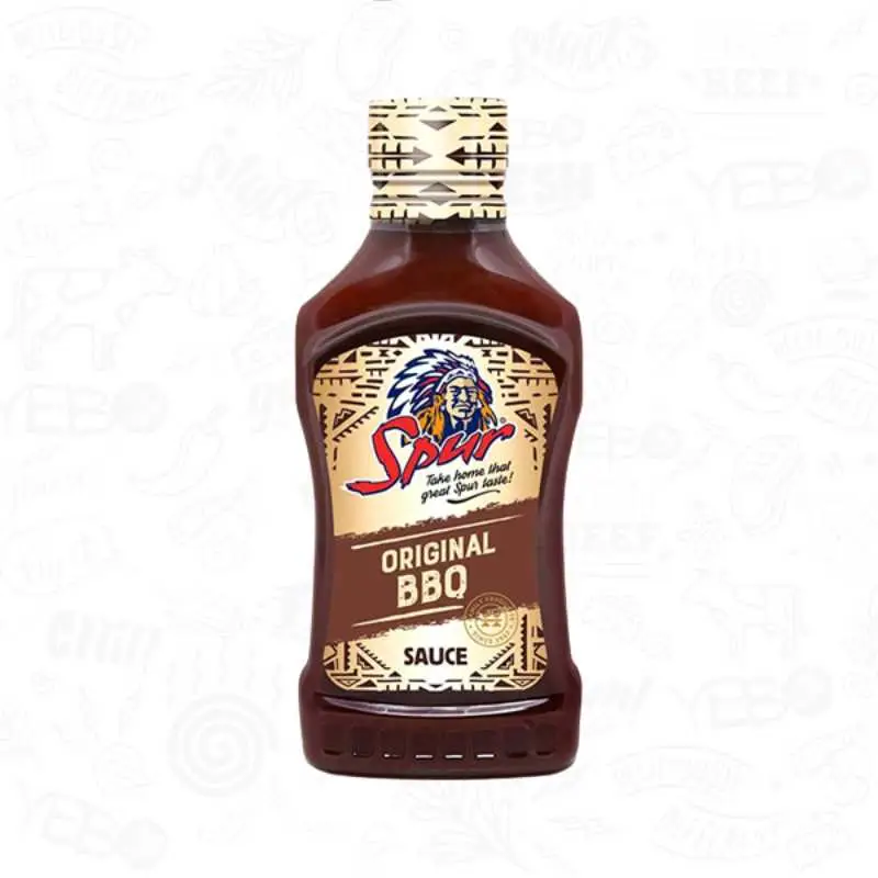 a bottle of spur barbecue sauce