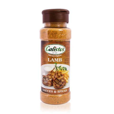 Calisto’s Lamb Spice 130g bottle with South African peri peri seasoning for lamb dishes.