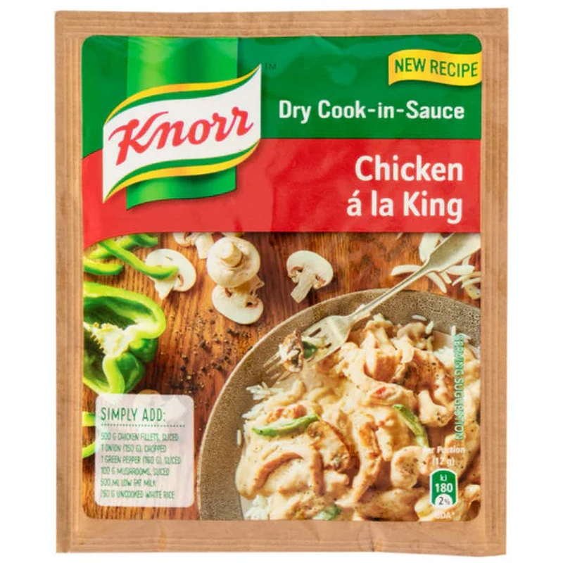 Knorr Chicken a la King-48g Knorr Chicken a la King dry cook-in-sauce packet with creamy chicken meal image.