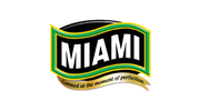 Miami logo in white lettering on a black and green ribbon
