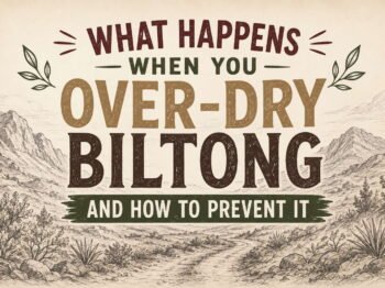 Over dry biltong guide poster with rustic design and vintage typography.